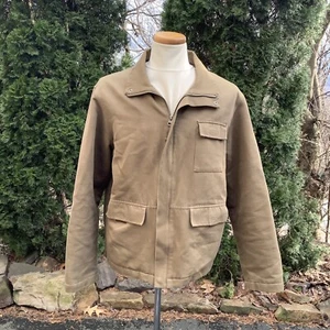J Crew Brown Cotton Lined/Insulated Zip-Up Collared Pockets JACKET Mens Sz-Large - Picture 1 of 17