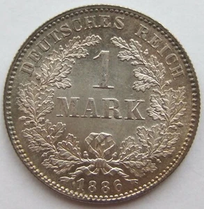 Moneda Imperio Alemán Imperio Plata 1 Marco 1886 F en casi brillo de sello - Imagen 1 de 2