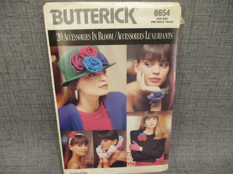 Butterick Pattern 6654  Flower Themed Accessories 20 Ribbon Roses Headband Trim - Image 1 of 4