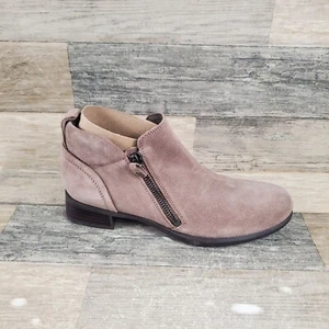 Munro Neko Womens Bootie Sz 7 N Block Heel Almond Suede Side Zip Ankle Boots - Picture 1 of 12