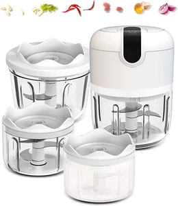 (100+250+350ML) White 3 Pcs Cordless Mini Food Chopper,Small Food Processor for - Picture 1 of 12