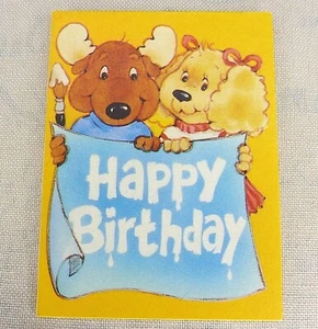 Vintage American Greetings Happy Birthday Blanko Karte Welpen Hunde - unbenutzt - Bild 1 von 3