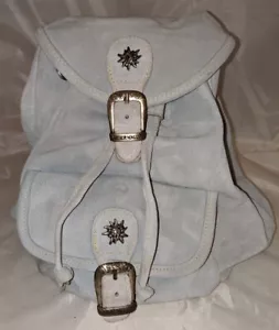 Zaino borsa Geier Wally Austria blu pallido pelle scamosciata vintage - Foto 1 di 13