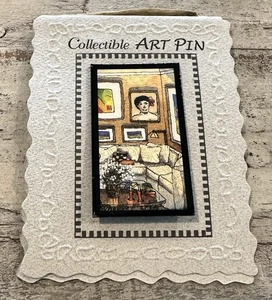 Vtg SUSAN CHAUVET Collectible Art Pin The Table Top Series NEW - Picture 1 of 3