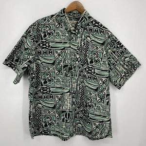 Hilo Hattie Short Sleeve Button Shirt Men's XL Green Popover Pullover Hawaiian - Picture 1 of 8