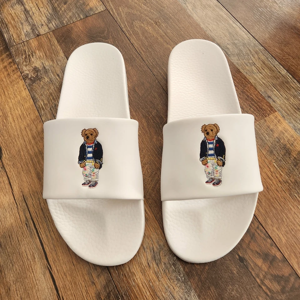 Ralph Lauren Polo Bear белый горки тапочки классический свитер логотип мужской 15 опрятный - Изображение 1 из 4