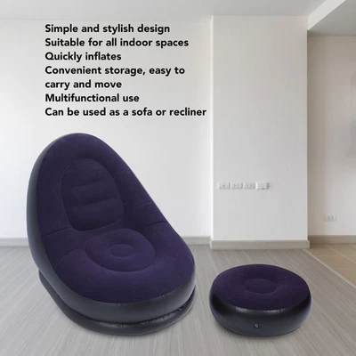 (Dunkelblau)Aufblasbarer Sofasessel Stilvoll Einfach Weich Beflockung Blow Up - Bild 1 von 4