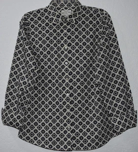 J.Crew Womens 8 Perfect Shirt Long Sleeve Button Down Geo Print Retro Cotton sz8 - Picture 1 of 19