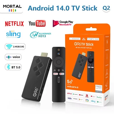 Android 14 TV Stick Mortal Q2 8K 4K Sprachfernbedienung BT5.0 WiFi6 Netflix YouTube - Bild 1 von 4