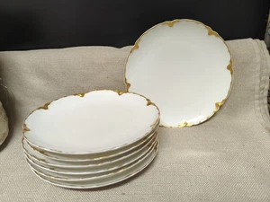 7 Haviland Limoges White & Gold  7.5" Salad Plates  - Picture 1 of 3