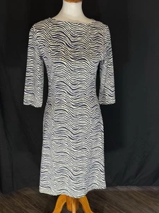 J. Mclaughlin Nicola Zebra Print Navy 3/4 Catalina Cloth Dress Size Small - Picture 1 of 7
