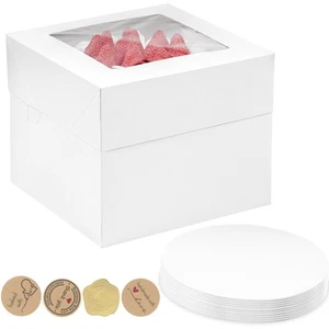 10x10x10 Inches Cake Boxes with Cake Boards 10 Pack Premium Tall Cheesecake B... - Picture 1 of 8