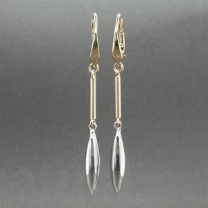 Estate 14K Two Tone Gold Dangle Earrings - Picture 1 of 5