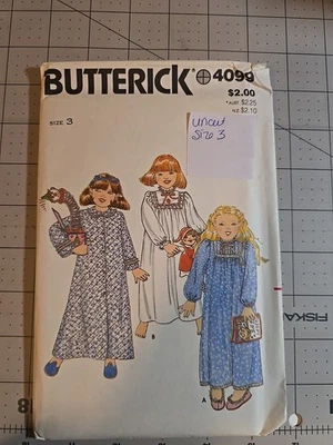Butterick vintage talla 3 Camisón y Bata Infantil Patrón Completo 4009 Sin Cortar Foto 1 de 2