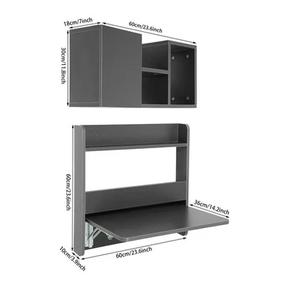 Wall Mounted Bookshelf Folding Space Saving Wall Mounted Table Laptop Desk - Image 1 of 4