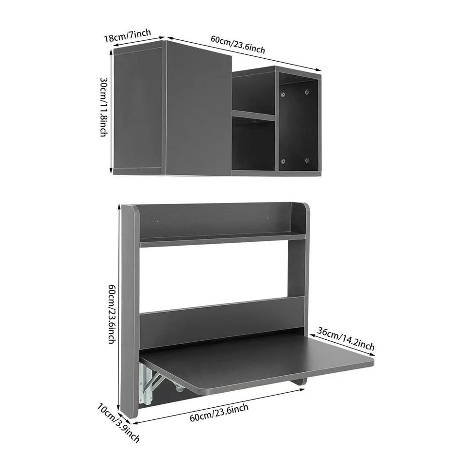Wall Mounted Bookshelf Folding Space Saving Wall Mounted Table Laptop Desk - Image 1 of 4
