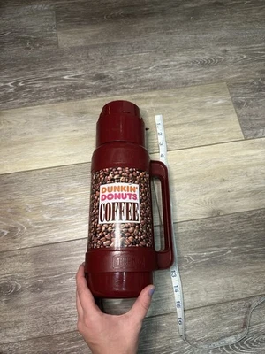 Vintage Dunkin Donuts Coffee Bean THERMOS Cup 1.0 Liter 3210 Maroon Tumbler Mug - Image 1 of 4