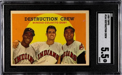 1959 Topps DESTRUCTION CREW Cleveland Indians #166 SGC 5.5 EX+ Condition - Image 1 of 2