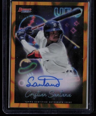 CRISTIAN SANTANA 2022 BOWMAN'S BEST GOLD LAVA UFO AUTOGRAPHS REFRACTOR AUTO - Image 1 of 2