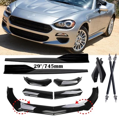 For Fiat 124 Spider 2017-2020 Front Bumper Lip Spoiler Splitter Body Gloss Black - Image 1 of 4