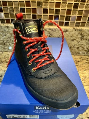 Women’s Keds size 8 M Black Canvas Boot High Top Lace Up Gentle Worn WF58419 - Image 1 of 4