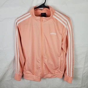 Adidas Jacket Women's M Pink Essentials Tricot Track 3 Stripes Full Zip FM7574 - Picture 1 of 8