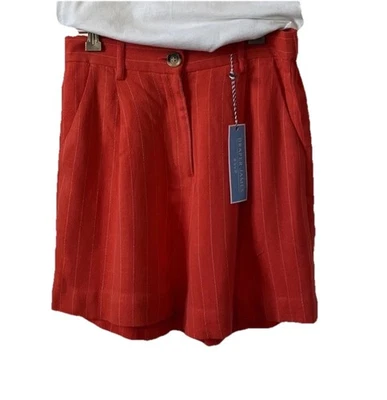 Pantalones Cortos Draper James Rojo Blanco Frente Plano Lino/Rayón Cintura Elástica Espalda Pequeños Nuevos con Etiquetas Foto 1 de 4