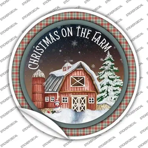 Christmas on the Farm Novelty Circle Sticker Decal Small - Picture 1 of 2