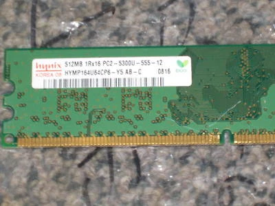 512MB  1RX16  PC2-5300U DDR2-667  64X16 4CHIPS  240PIN NON-ECC HYMP164U64CP6-Y5 - Image 1 of 2