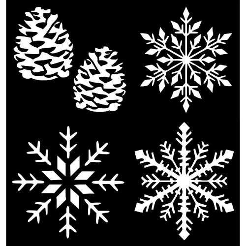 Piña Copos de Nieve Plantilla Pasteles Camisetas Almohadas Madera Metal 8" x 8 1/2"  Foto 1 de 1