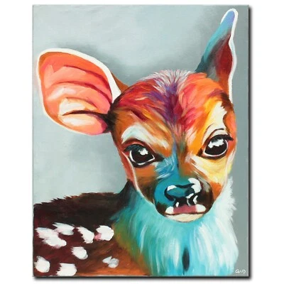 ORIGINAL Acryl Bild Gemälde Reh Abstrakt Malerei Kunst Modern Bamby HANDGEMALT - Bild 1 von 4