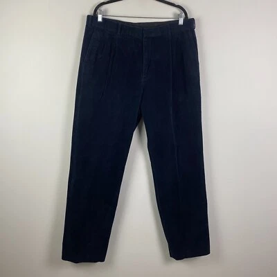 J Crew Corduroy Pants Mens 38x35 Navy Blue Pleated Straight Leg - Image 1 of 4