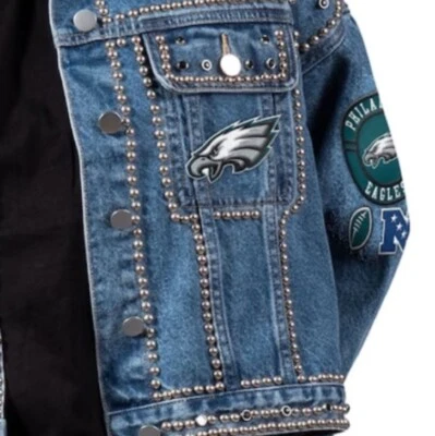 Chaqueta vaquera con botones Philadelphia EAGLES 🦅 para mujer. NFL con licencia oficial Foto 1 de 3