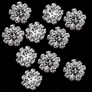 10 Diamante Silver Rhinestone Flatback Flatback Flatback Decor Craft 16mm - Picture 1 of 12