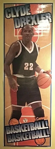 1996 CLYDE DREXLER poster (almost life-size) 76" x 26" regional Little Caesars ! Cover