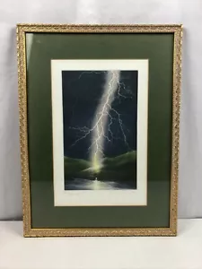 Impresión grabada de arte paisajístico Susan E Jameson Lightning Flash Strike firmada - Imagen 1 de 8