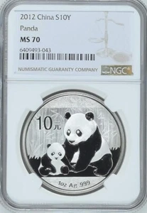 NGC MS70 2012 China Panda 1oz Silver Coin - Picture 1 of 2