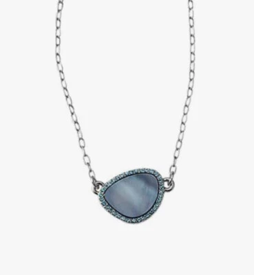 Lia Sophia “Ocean Splash” Blue Mother Of Pearl Crystal Accents Silver Necklace - Image 1 of 3
