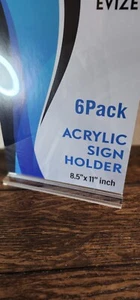 Acrylic Sign Holder 8.5 x 11, 6 Pack Sign Holder Clear Vertical Menu - Picture 1 of 5