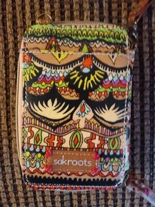 Sakroots PEACE Smartphone Wallet Wristlet Black And Beige 6” X 3 1/2” GUC - Picture 1 of 4