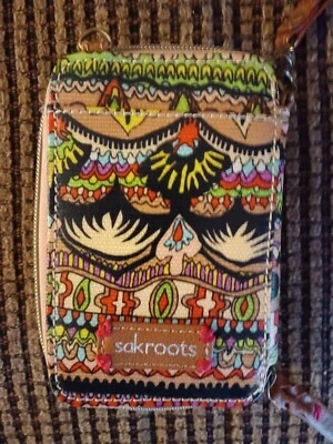 Carteira de Smartphone Sacroots PEACE Pulseira Preta E Bege 6” X 3 1/2” Excelente Estado Usado - Imagem 1 de 4