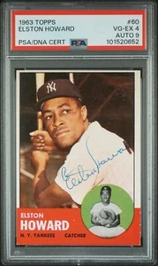 Elston Howard New York Yankees 1963 Topps #60 autógrafo firmado PSA 4 automático 9 - Imagen 1 de 2