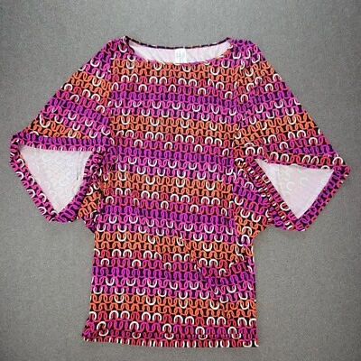 Túnica Trina Turk L Rosa Naranja Eco Estampado de Cadena Natación Cubrir Ropa de Resort Foto 1 de 4