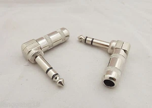 10x 6.35 mm 1/4" Male Right Angle TRS Stereo Audio Plug Cable Connector Adapter - Picture 1 of 8