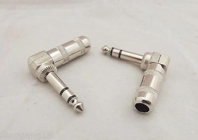 10x 6.35 mm 1/4" Male Right Angle TRS Stereo Audio Plug Cable Connector Adapter - Image 1 of 4