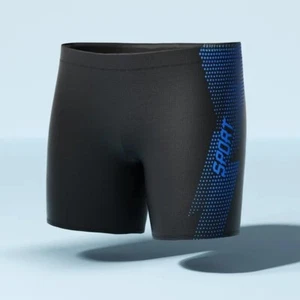 Men's Quick-Dry Swim Trunks High Waist Boxer Briefs Swimming Sports Shorts - Picture 1 of 7