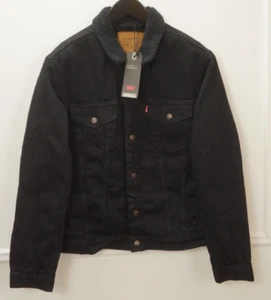 Hombres Levi Strauss & Co Chaqueta Denim Motociclista Algodón Camionero Sherpa Forrada M VON189 - Imagen 1 de 8