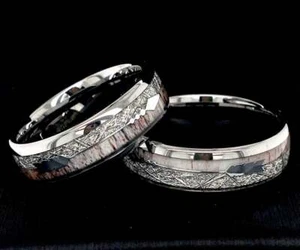 Matching Rings Set, Wedding Bands, Antler Meteorite Arrow Rings, Couples Rings - Bild 1 von 2