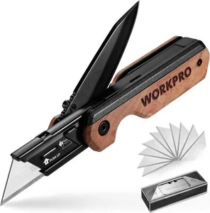WORKPRO 2in1 Taschenmesser klappbares Universalmesser Klappmesser aus Aluminium - Bild 1 von 8