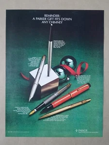 70er PARKER Füllfederhalter Weihnachtsgeschenk grün rot Set Vintage Poster Druck Werbung - Bild 1 von 1